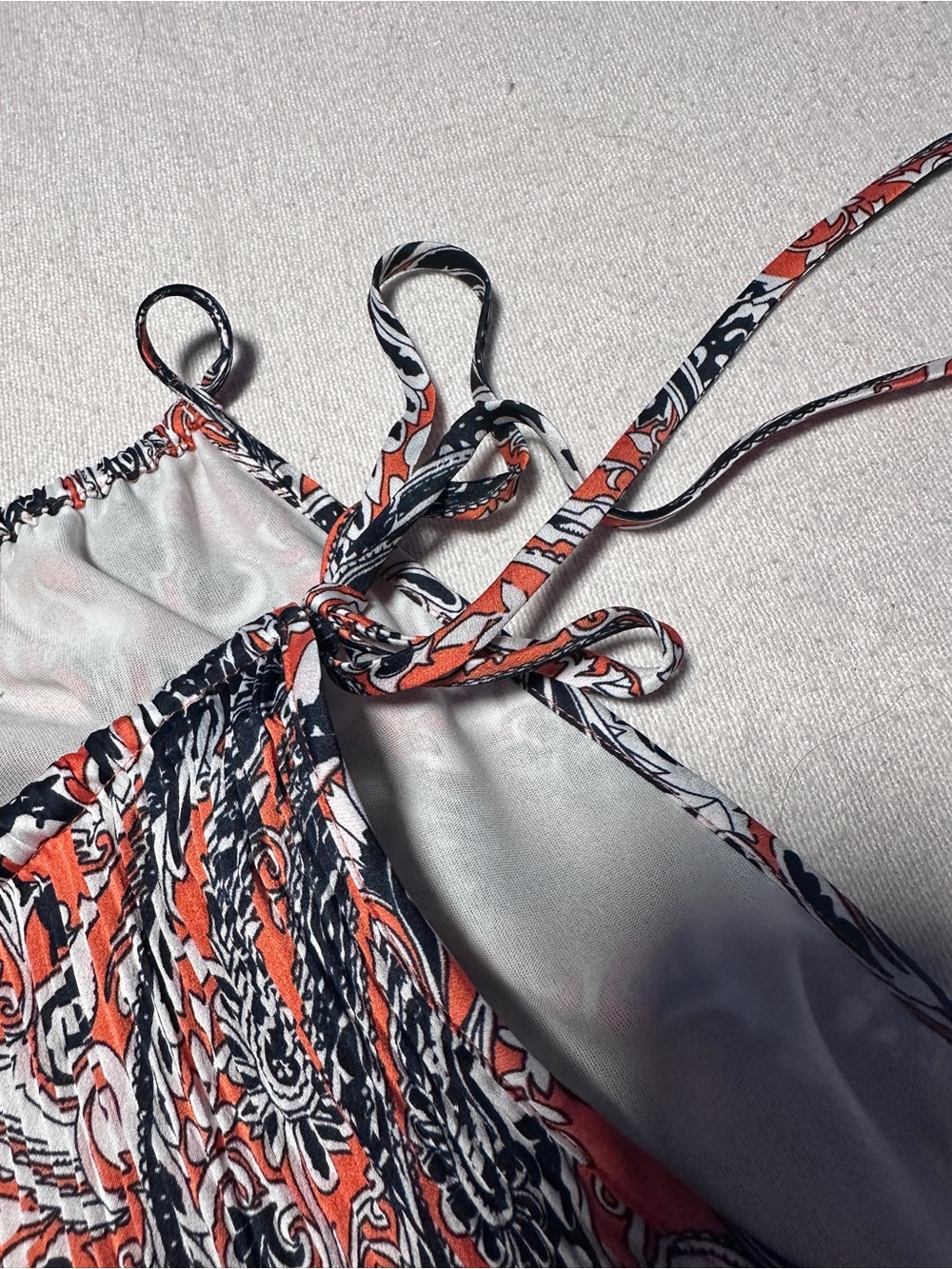 Ann Taylor Paisley Halter Tank in Orange and Black - Picture 5 of 11